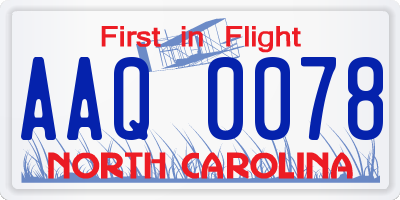 NC license plate AAQ0078
