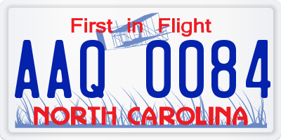 NC license plate AAQ0084