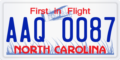NC license plate AAQ0087