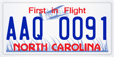 NC license plate AAQ0091