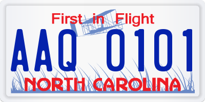 NC license plate AAQ0101