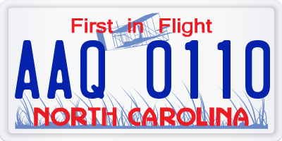 NC license plate AAQ0110