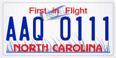 NC license plate AAQ0111