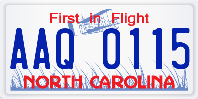 NC license plate AAQ0115