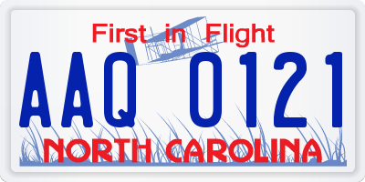 NC license plate AAQ0121