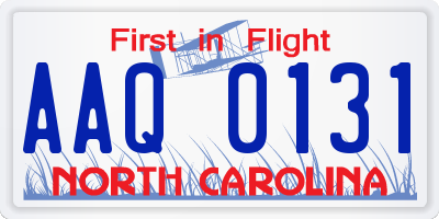 NC license plate AAQ0131