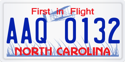 NC license plate AAQ0132