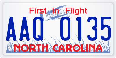 NC license plate AAQ0135