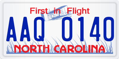NC license plate AAQ0140