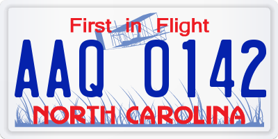 NC license plate AAQ0142