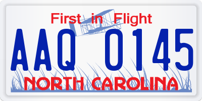 NC license plate AAQ0145