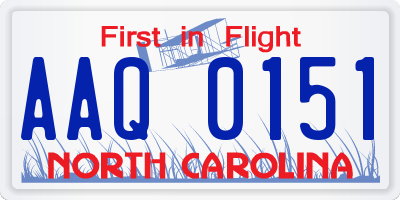 NC license plate AAQ0151