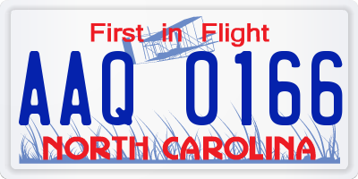 NC license plate AAQ0166
