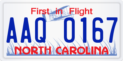 NC license plate AAQ0167