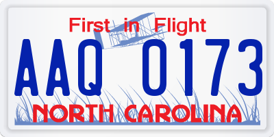 NC license plate AAQ0173