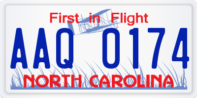 NC license plate AAQ0174