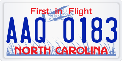 NC license plate AAQ0183