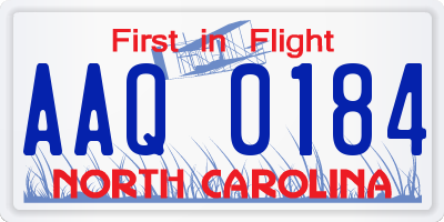 NC license plate AAQ0184