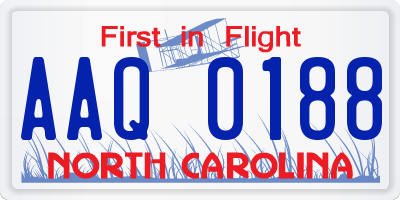 NC license plate AAQ0188