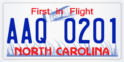 NC license plate AAQ0201