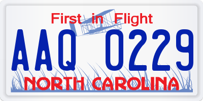 NC license plate AAQ0229