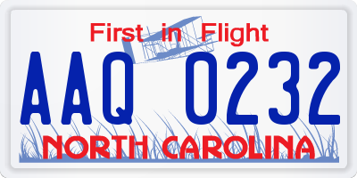 NC license plate AAQ0232