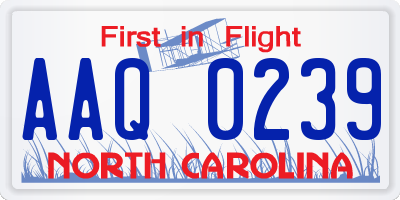 NC license plate AAQ0239