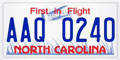 NC license plate AAQ0240