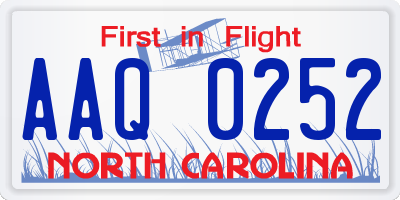 NC license plate AAQ0252