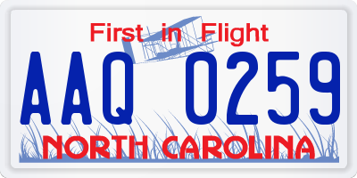 NC license plate AAQ0259