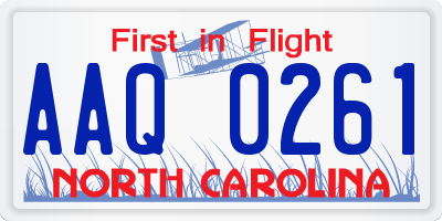 NC license plate AAQ0261
