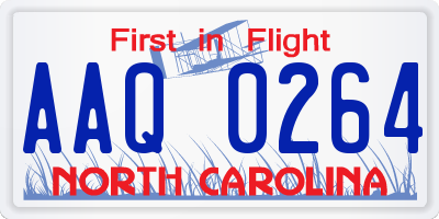 NC license plate AAQ0264