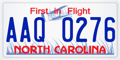 NC license plate AAQ0276
