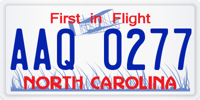 NC license plate AAQ0277