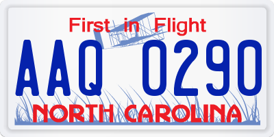 NC license plate AAQ0290