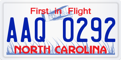 NC license plate AAQ0292