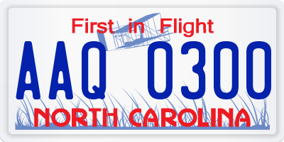 NC license plate AAQ0300