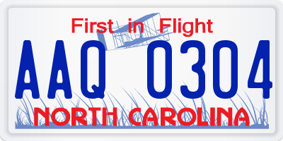 NC license plate AAQ0304