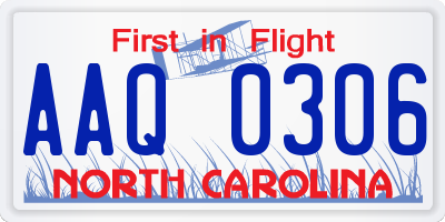 NC license plate AAQ0306