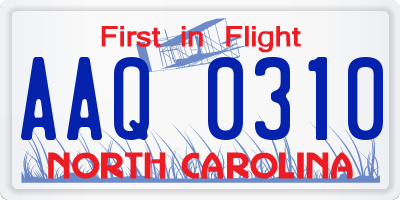 NC license plate AAQ0310