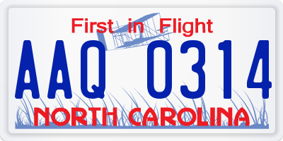 NC license plate AAQ0314