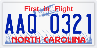 NC license plate AAQ0321