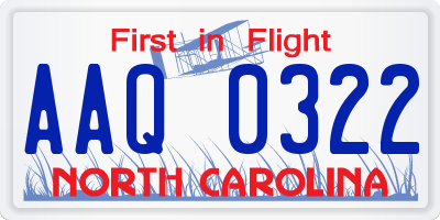 NC license plate AAQ0322