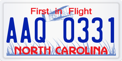 NC license plate AAQ0331