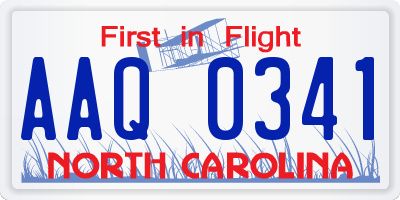 NC license plate AAQ0341