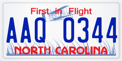 NC license plate AAQ0344