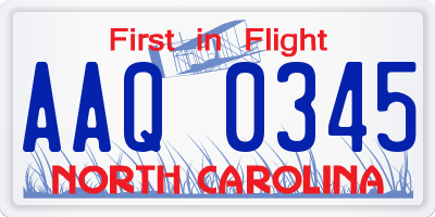 NC license plate AAQ0345