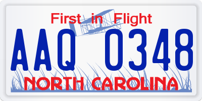 NC license plate AAQ0348