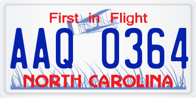NC license plate AAQ0364