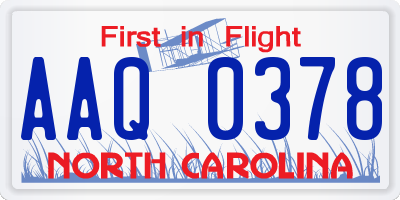 NC license plate AAQ0378